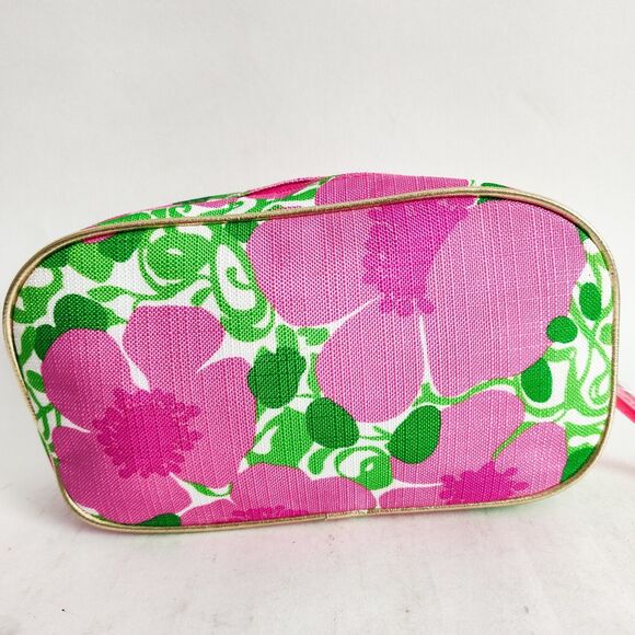Lilly Pulitzer for Estee Lauder Pink Green Floral Travel Make-up Bag Pouch 9"x5" - Picture 4 of 8